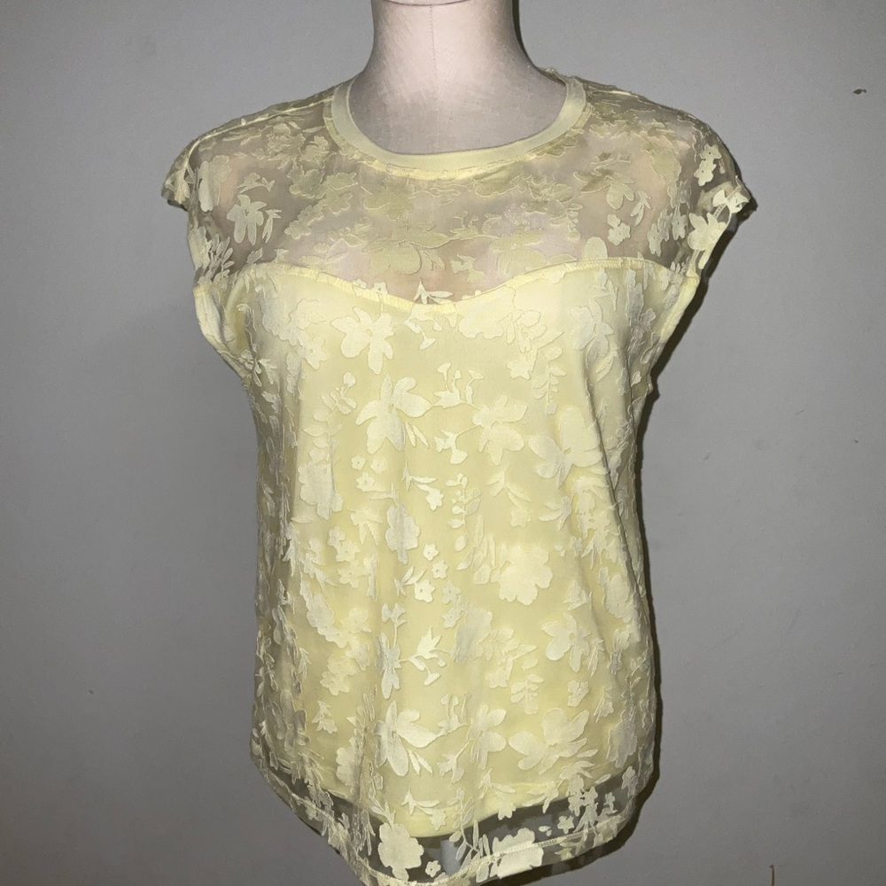 Laundry by Shelli Segal Short-sleeve Burnout Top sz XS